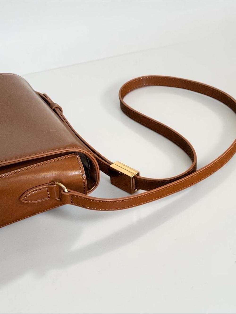 NWT J.Crew Cognac Brown Tan Polished Leather Crossbody Bag! NEW! - Picture 6 of 9